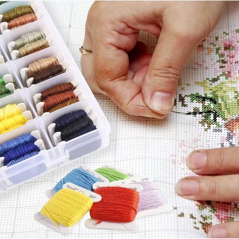 203pcs Rainbow Colored Embroidery Floss Sewing Thread Kit, Embroidery Thread with Storage Box, Include Cross Stitch Tools & 3 Embroidery Hoop, 100 Color Sewing Threads for Cross-Stitching And Embroidery, DIY Crafts, Ideal for Sewing Projects