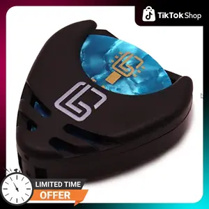 Guitar Pick Holder with Adhesive Backing – With 10 FREE Celluloid Picks (0.46mm, 0.71mm, 0.96mm), Stocking Stuffer - Guitar Gifts & Father's Day Gift, For Electric, Acoustic, Bass, Ukulele