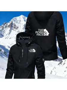 New High Quality Casual Jacket, Bold Style Men's Hooded Jacket, Windbreaker, Cool Dry Zipper Jacket, Unisex Print Windbreaker