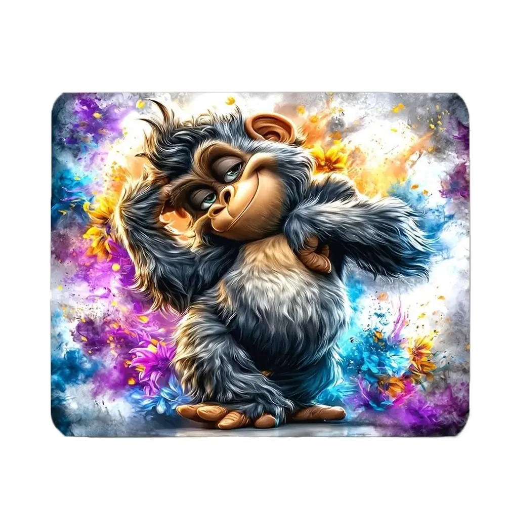 1 PC mouse pad, colorful monkey gaming mouse pad, suitable for office desk supplies, writing desks, desktops, keyboard mats, durable desk mats, New Year gifts, office decorations, Christmas, Size 20X24cm