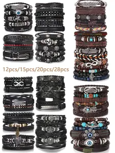 Random Style Men's Boho Style Beaded & Braided Bracelets, Fashion Jewelry for Party, Daily Clothing Decor, Trendy All-match & Exquisite Jewelry for Birthday Gift