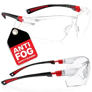 Clear Safety Glasses with Anti Fog Wrap Around Lens, Scratch Resistant Protective Eyewear with Adjustable Nose Pads and Temples, ANSI Z87 Safety Glasses for Work Shop Lab Construction UV Protection