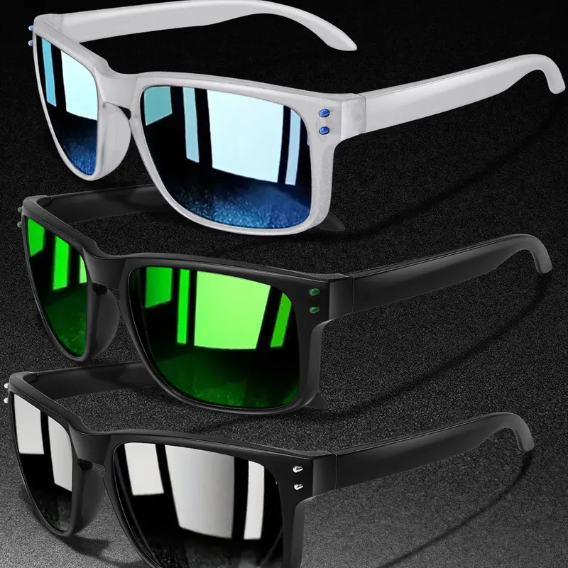 3-Piece Fashion Polarized Sports Outdoor Sunglasses Set, Unisex Cycling Hiking Eyewear, Classic Square Frame + Polarized Lenses, Daily Accessories, Sporty Eyewear, Summer Sports Sunglasses
