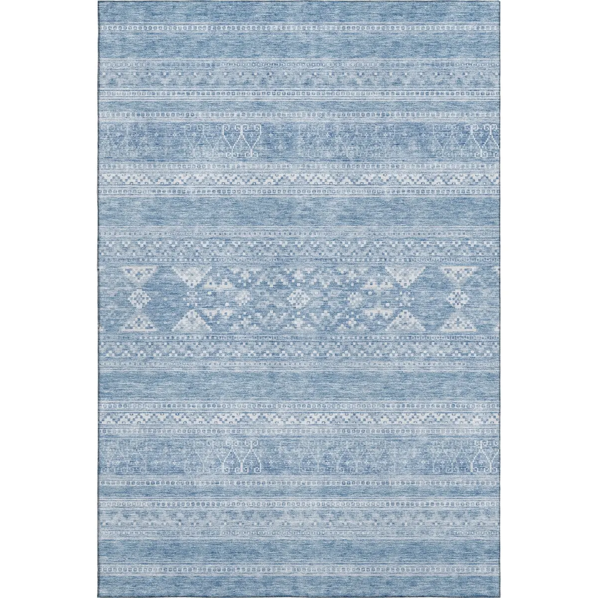 HomeRoots 657444 3 x 5 ft. Sky Blue & Ivory Southwestern Washable Machine Made Rectangle Area Rug with UV Protection