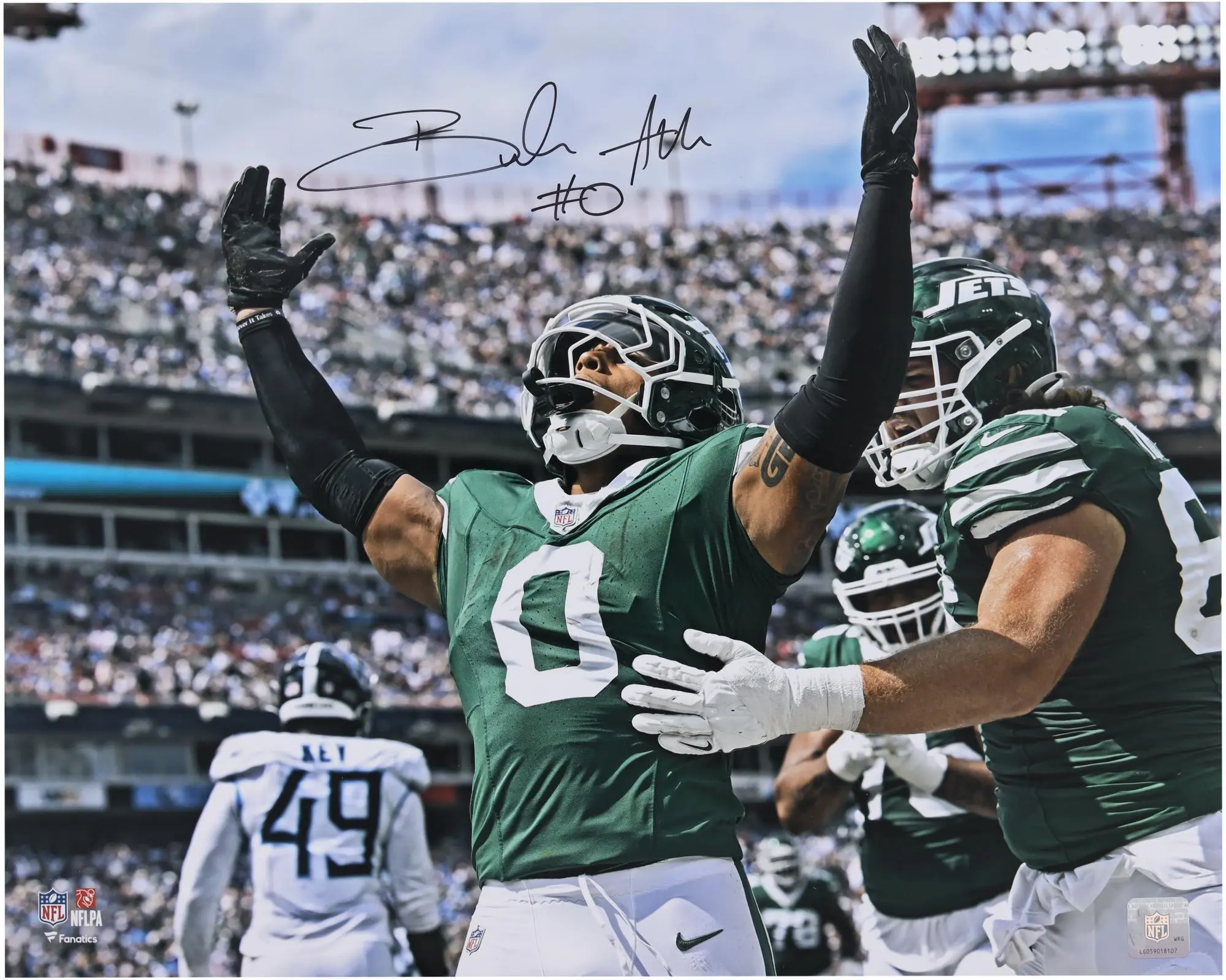 Braelon Allen New York Jets Autographed 16" x 20" 1st Touchdown Celebration Photograph - Fanatics Authentic Certified