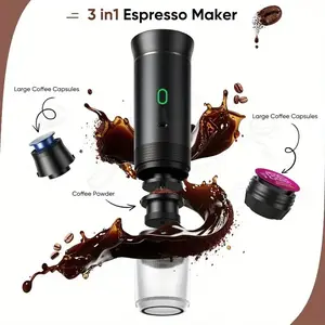 Portable Espresso Coffee Machine - Travel Coffee Maker Suitable for Campervans, Self-Heating Coffee Pot Compatible with USB-C, Supports Ground Coffee and NS Capsules, Portable Espresso Coffee Appliance Ideal for RVs, TikTokShopfalldealsforyou