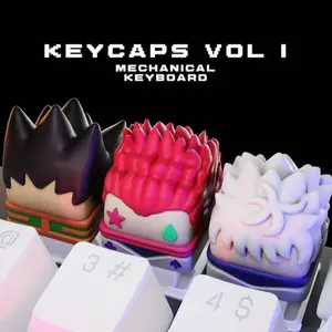 Creative and  Anime Character Keycaps, Compatible with QWERTY Layout. Chibi-style Anime-themed  Mechanical Keyboard Keycaps, a   Gift. Cute 3D Keycaps, Anime Enthusiast Merchandise, a Gift for Gamers, Christmas Gift, Halloween Gift, Birthday Gift