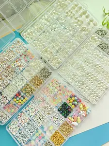 Acrylic DIY Jewelry Making Kit, Necklace Bracelet Bag Pendant Craft Accessories, Fashion Simple Bright Color, 1 Box Set