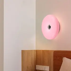 Tricolor Lighting Plastic Donut Wall Lamp Modern Energy Saving Touch Switch Lamp Dimmable USB Plug Desk Lamp Bedroom