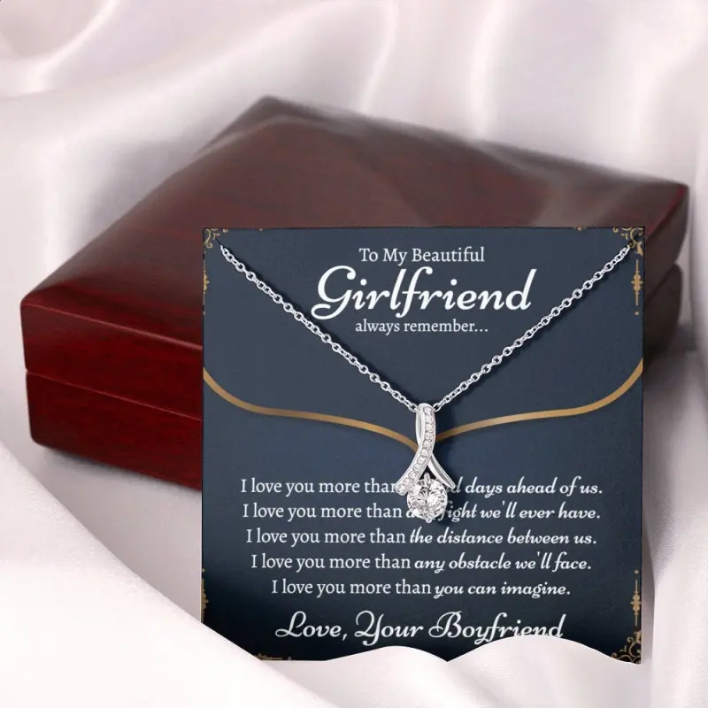 Gift to Get Your Girlfriend, Romantic Gift For Girlfriend, Best Simple Gift For Girlfriend, 1st Gift For Girlfriend, Unique Girlfriend Gift, Necklace With Meaningful Message Card Inside