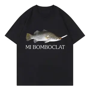 Funny Bomboclat Fish Meme T-shirt High Street Fashion Trend Y2k Short Sleeve T-shirts Women Harajuku Vintage Style T Shirts