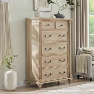 RedLemon Rustic Wood Dresser – 6 Deep Drawers, Storage Chest for Bedroom, Living Room, Hallway or Entryway