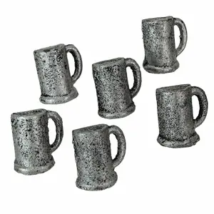 Antique Finish Cast Iron Beer Mug Decorative Cabinet Knob Drawer Pulls Set of 6