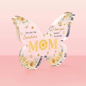 Gifts for Mom, Unique Mothers Day Gifts from Daughter Son, Engraved Butterfly-Shaped Acrlic Keepsake Mom Presents 3.9X3 Inch-Heartwarming Mom Birthday Gift, Christmas, Thanksgiving (Yellow) Rohseson