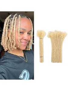 0.6cm Thickness 10 Strands Dreadlock Extensions Human Hair #613 Blonde Human Hair for Man/Women/Kids Full Handmade Permanent Loc Extensions