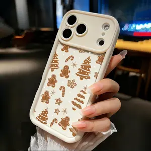 Candy Cane Christmas Gingerbread Man  Pattern Phone case shockproof and drop-proof thickened TPU  For iPhone 17 AIR 16 PRO 15 PRO MAX 14 PLUS 13 PRO 12 PRO 11 PRO MAX  Cute Gift Phone Case Smartphone Cellphone