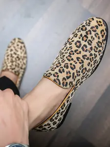 Men's Summer Leopard Print Loafers, Comfortable Breathable Lightweight Business Casual Shoes, Ideal for Commute Nightclub Fashion