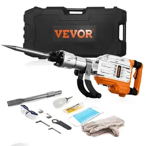 fathersdaygift VEVOR Demolition Jack Hammer, 3500W Jack Hammer Concrete Breaker, 1900 BPM Heavy Duty Electric Jack Hammer, 2pcs Chisel with Gloves 360C Swiveling Front Handle for Trenching and Breaking Holes