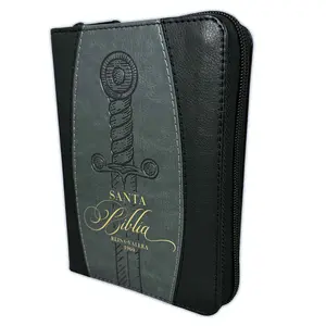 Bible in Spanish with Zipper Pocketsize Reina Valera 1960 Imitation Leather Black Sword with Index - Hebrews 4:12