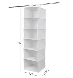 6-Shelf Non-Woven Hanging Closet Organizer, Arctic White
