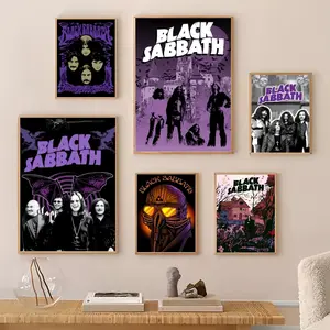 Band B-Black S-Sabbaths Painting Calligraphy Gallery-Quality Canvas Wall Art Poster | Waterproof & Fade-Resistant | Minimalist Unframed Design | Living Room, Bedroom & Office Decor | Multiple Sizes | Holiday gifts