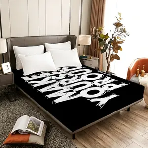 Black foam mattress with white English lettering design on a black background. Suitable for bedrooms, rental apartments, student dormitories, and as a must-have for sleep. Soothing Sleep Mattress