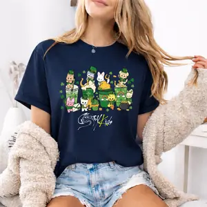 Patricks Day Shirt For Stay Fan, Kawaii Kpop Animal T-shirt, Cute Boy Band Music Shirt, World Tour New Album Tee, Gifts For Fan, Trendy Cotton T-Shirt