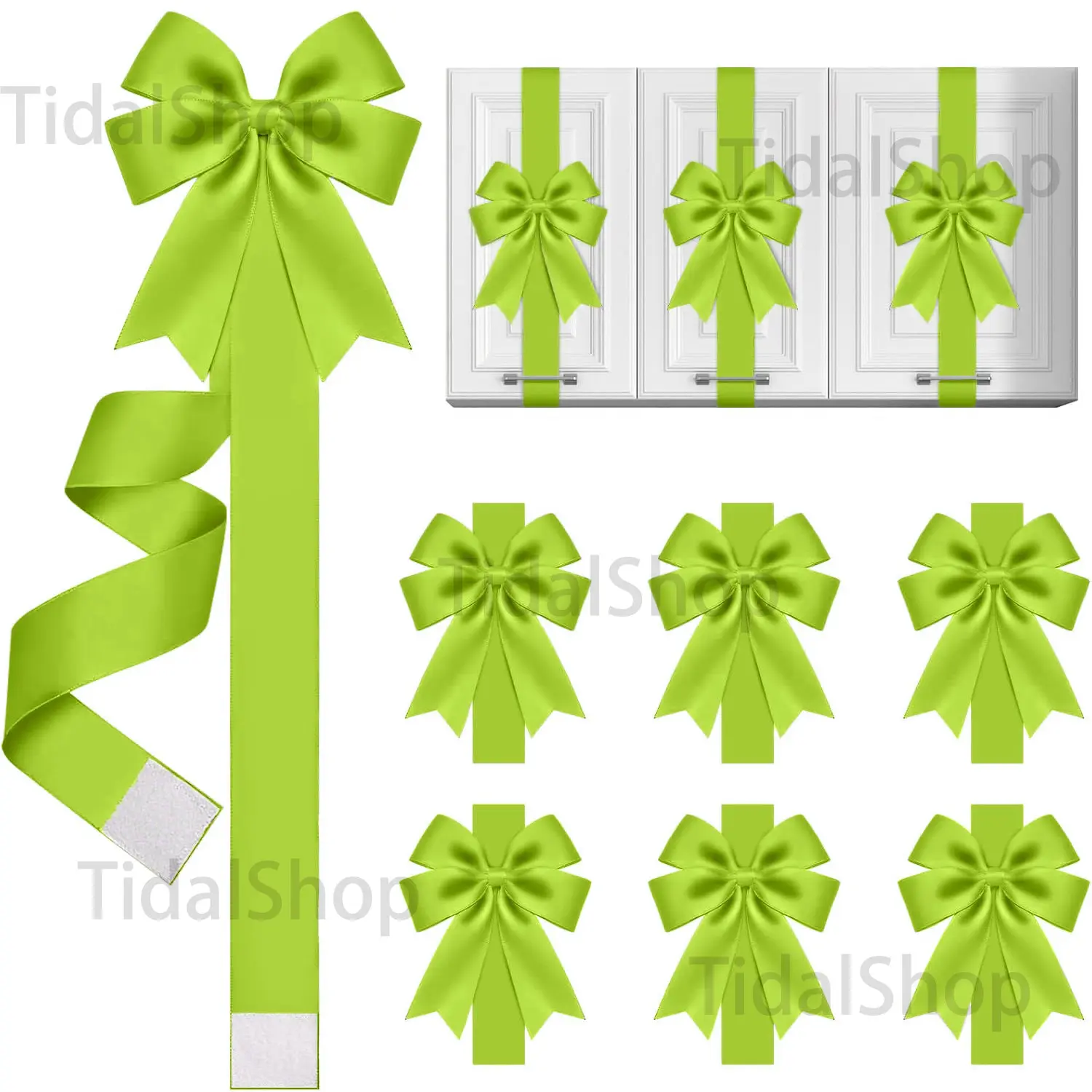 Easter Bow Tie Ribbon Set, 4 Piece/6 Piece/8 Piece, Spring Decor for Cabinets, Doors, Windows, Holiday Decoration, Hanging Ornament