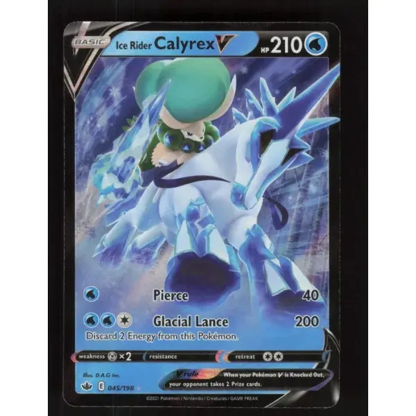 POKEMON TCG AUTHENTIC RAW SINGLES: Ice Rider Calyrex V Chilling Reign V Rare 045/198 NM English