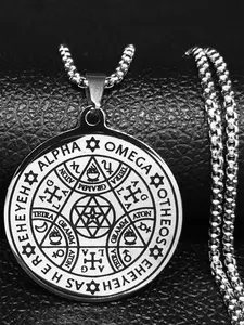 Stainless Steel Tetragrammaton Wheel Of Fortune Protection Seal Dangling Charms Necklace, Fashion Jewelry for Party, Daily Clothing Decor, Trendy All-match & Exquisite Jewelry for Birthday Gift