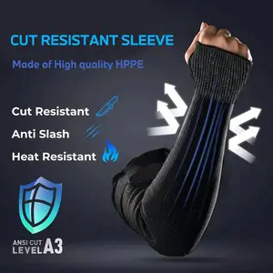 1 Pair, One Size Fits Most, Black Cut Resistant Gardening Sleeves With Thumbholes And Adjustable Size, Versatile Arm Protection For Gardening, Kitchen, Pet Grooming - Ideal Gardening Gift For Women