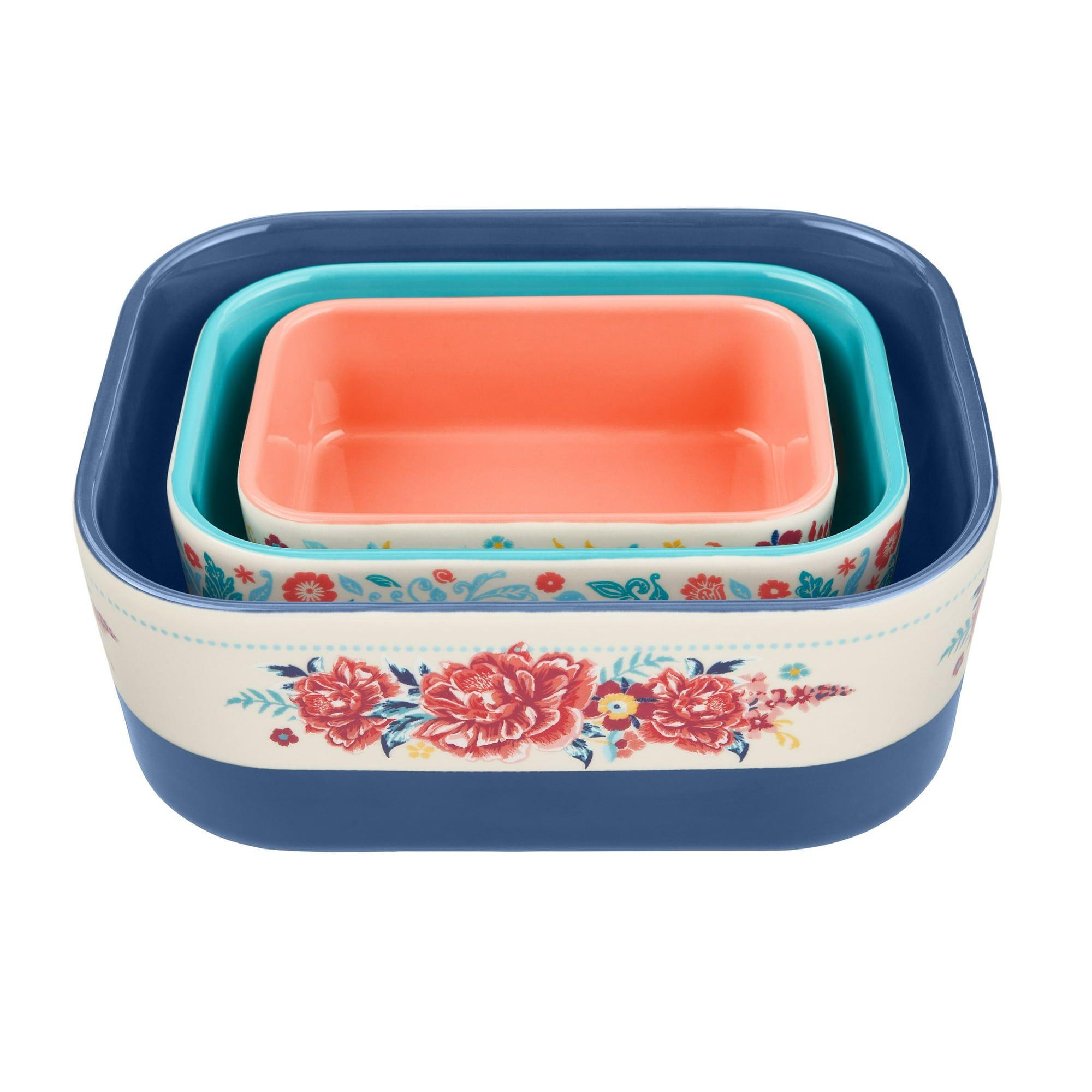Keepsake Floral 6-Piece Rectangular Ceramic Nesting Bowls