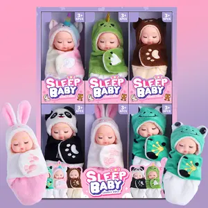 Sleep Baby 6 Mini-Sized Sleep Simulation Rebirth Dolls with Interchangeable Sleepwear Sets Soft PVC Material Perfect for Parties Birthdays Girls Children Festivals Cute Animal Dolls stress relief balls for adults with hole
