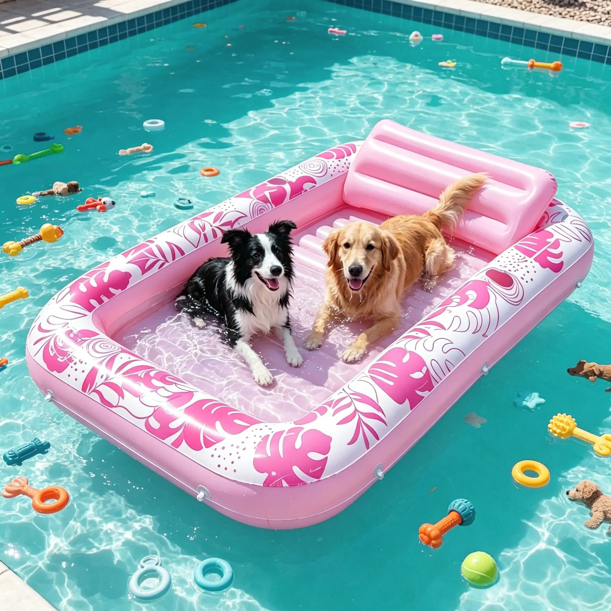 Extra Large Dog Pool Float Toy, Durable Pet Water Raft, PVC Inflatable, Suitable for Multiple Large Dogs, Summer Dog Pool Float, Waterproof Design