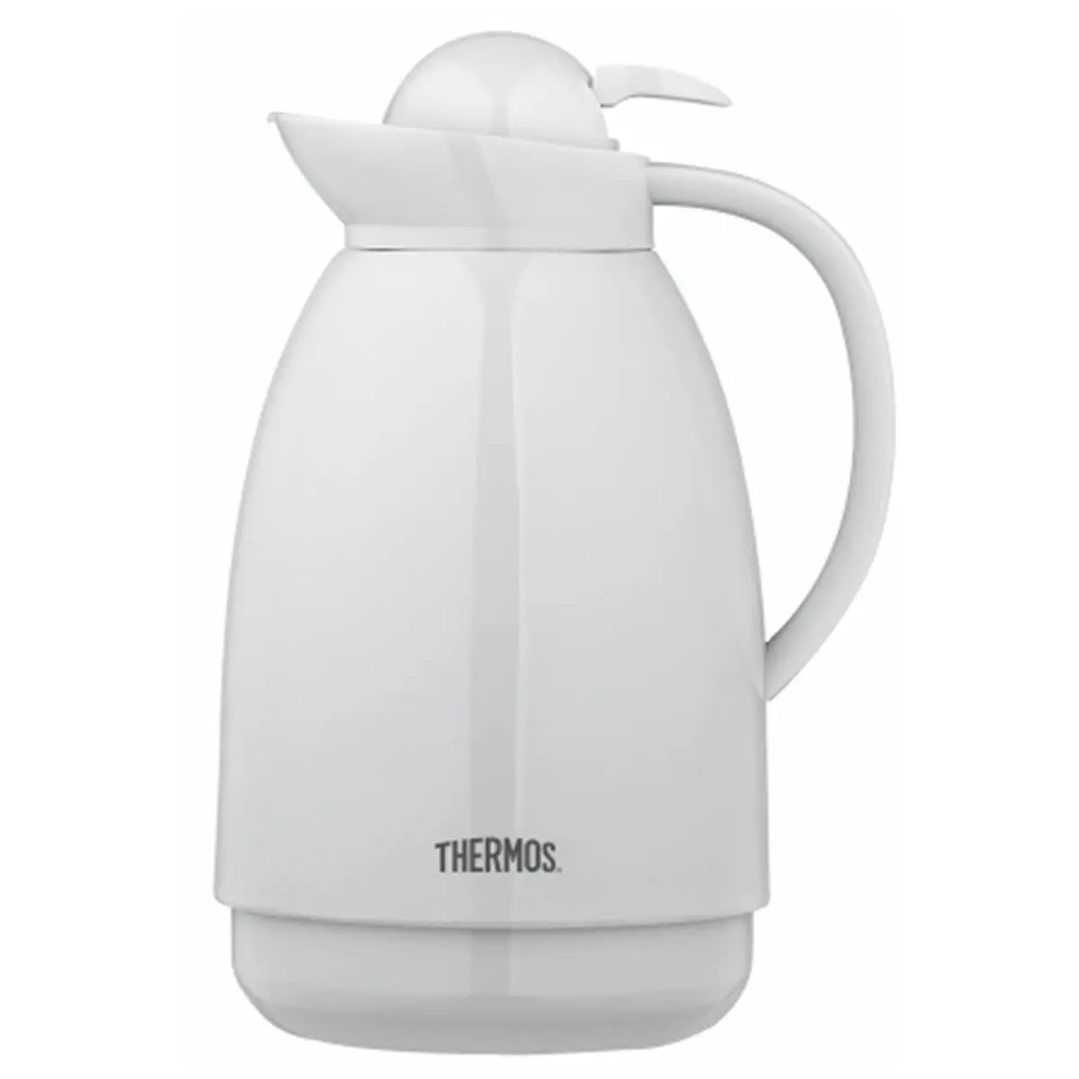 THERMOS Vacuum Insulated Serving Jug - 1L White Easy-Pour Lid Carafe, Durable Everyday Use Hot & Cold Beverage Kitchenware Accessory
