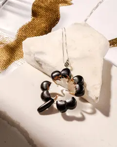 Celebony LumiClover Radiance Necklace - Ebony and Clear Resin Elegant Fusion