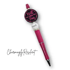 CharminglyResilient Faith over Fear Pink Pen with Refill - Inspirational Design for Daily Use