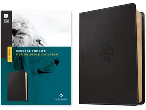 NLT Courage for Life Study Bible for Men, Filament Enabled (Leatherlike, Onyx Lion) -- New Living Translation - Bible