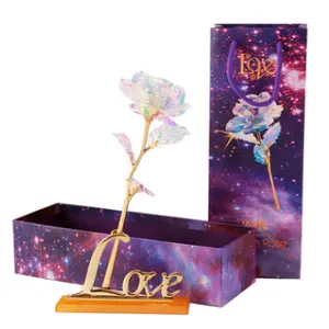 24K Luminous Color Gold Rose Flower Set