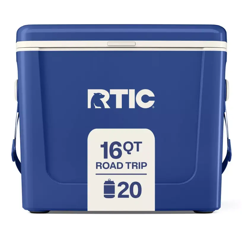 RTIC Outdoors 20 Cans/ 16qt Road Trip Hard-Sided Cooler - CobaltHolds 50 Cans, Ice Retention Hard Cooler with Heavy Duty Handle, Ice Chest Lunch Box for Camping, Beach, Picnic, Travel, Outdoor, Keeps Ice for up to 6 Days
