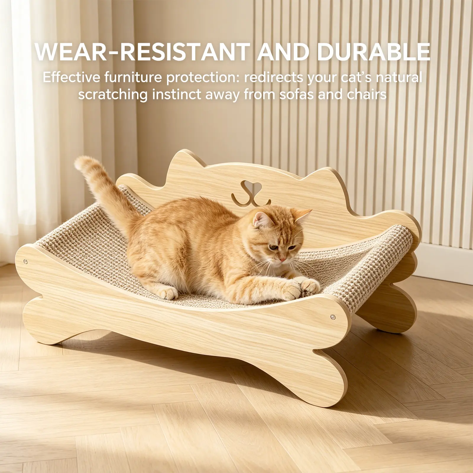 Sisal Cat Scratching Bed, Nartural Sisal Wear-resisitant Cat Scratcher, Cat Paw Pad，Pet lounge chair with dual use，Multi-functional Cat Scratching Board Rocking Chair Bed Indoor/Outdoor Pet Furniture