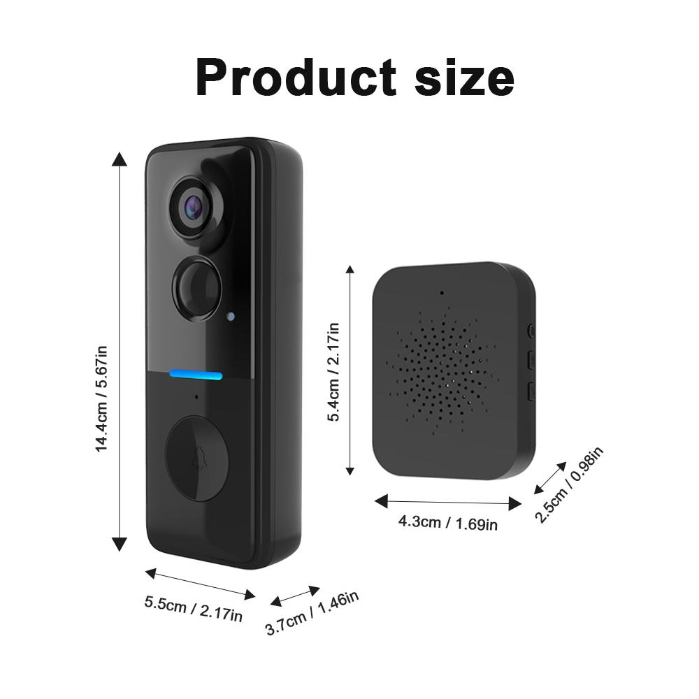 1080P Wireless Wi-Fi Video Doorbell Camera, Door Home Security, Night Vision, Two-Way Audio, Cloud Storage, Smart AI Motion Detection, Live View, Battery Powered, No Subscription, TUYA APP, Doorbell with Chime, Motion Detection & Alerts