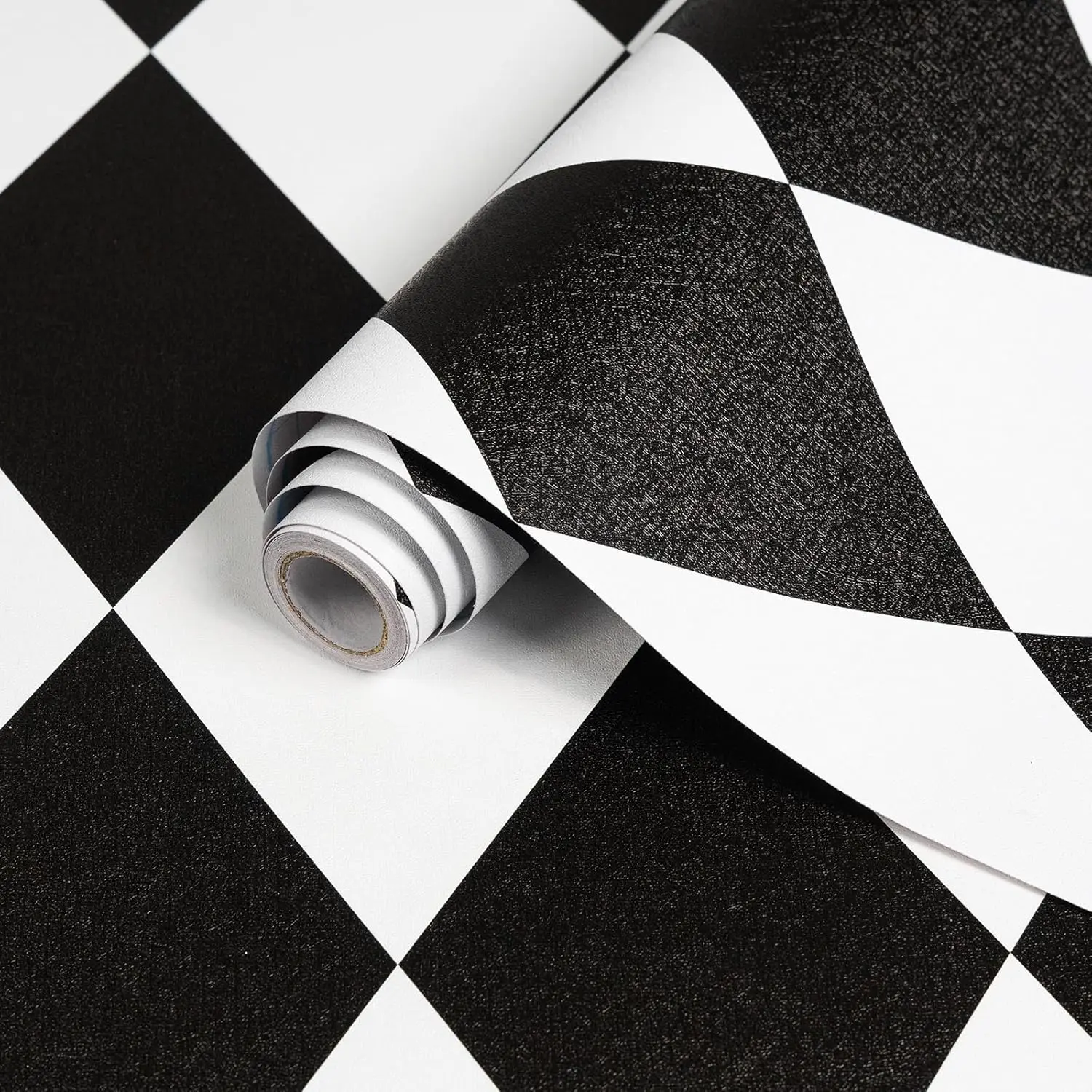 Black & White Diamond Peel and Stick Wallpaper – 17.3"x80" Geometric Vinyl for Kitchen, Bathroom, Laundry Room