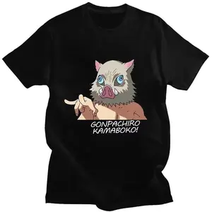 2026 New Harajuku Anime Demon Slayer Hashibira Inosuke Graphic Print T-shirt Short Sleeve T-shirt Men's and Women's T-shirt Top