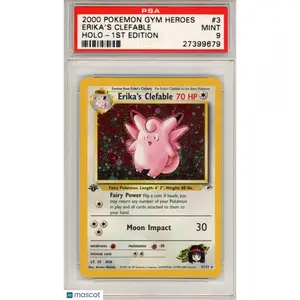 2000 Pokemon Gym Heroes Erika's Clefable #3 Holo-1st Edition PSA 9 MINT