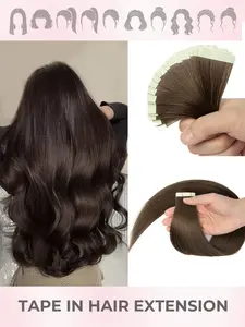 20 Inch Tape-In Hair Extensions, 50g Seamless Synthetic Hair, 20 Pieces, Smooth Straight Hair, Natural Look, Easy Application