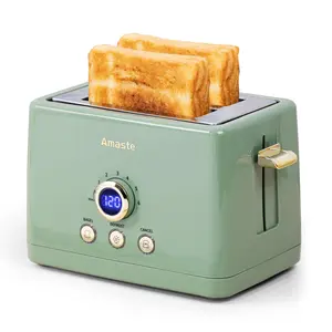 AMASTE 2 Slice Retro Bread Toaster with LED Digital Countdown Timer