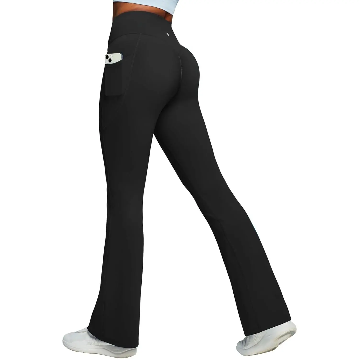 Women's Heathyoga Mini Flare Stretch-Fit Pants - Female Scrunch Butt Lifting, No Front Seam, with Pockets, Flared Yoga Bottoms, Flared Yoga Pants