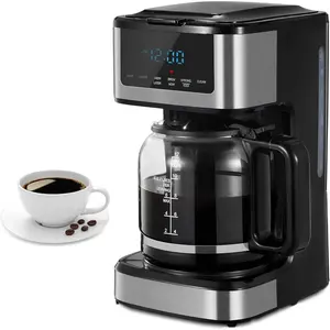 Coffee Maker, Programmable Drip Coffee Maker 12 Cup, Regular &  Brew Drip Coffee Machine with Iced Coffee Function for  and Office, Black & Stainless Steel (Black,)