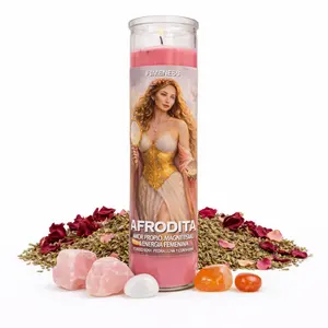 FIMENESS - APHRODITE SEVEN DAY PRAYER CANDLE - CRYSTAL AND HERB INFUSED